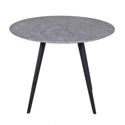Aerius Circular Dining Table 100cm, Grey Marble/Black