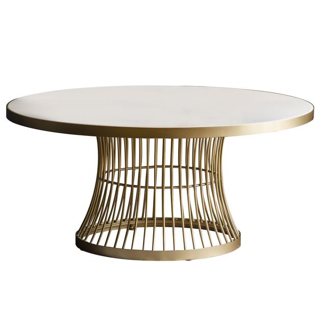 Saunders Coffee Table Circlular, Gold/White