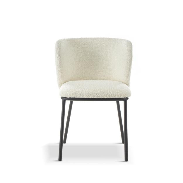 Grace Dining Chair, White Boucle