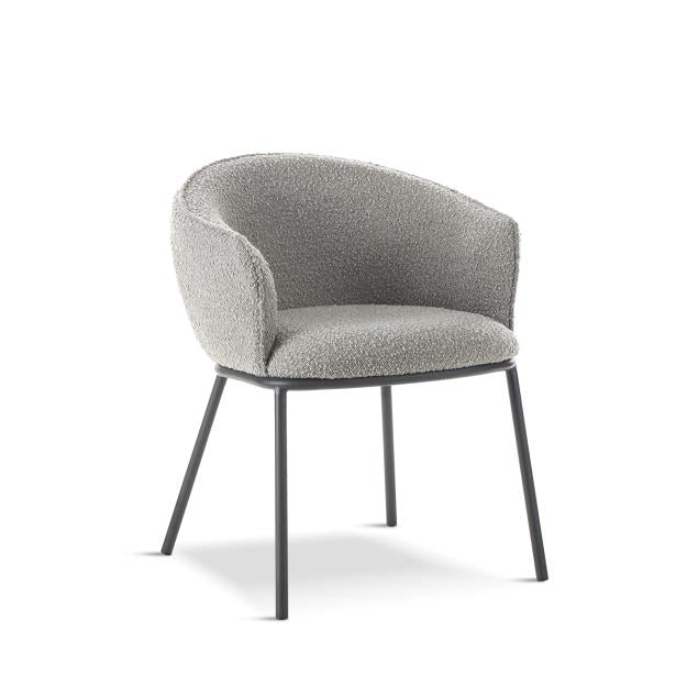 Atwood Dining Chair, Grey Boucle