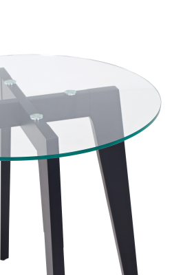 Charlie Dining Table D100cm, Black/Glass