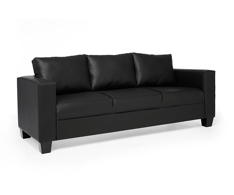 Cherie 3 Seater Sofa, Black PU Crib 5