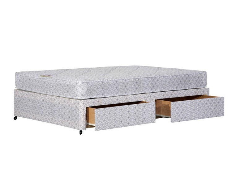 Quilted 4ft Small Double Divan Bed with 2 Drawers
