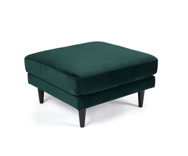 Empire Rectangular Footstool, Green Velvet