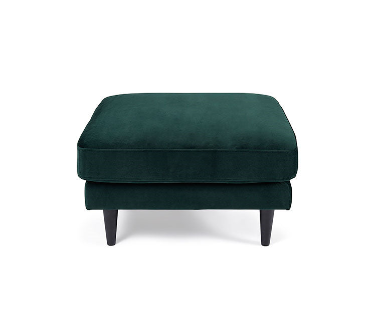 Empire Rectangular Footstool, Green Velvet