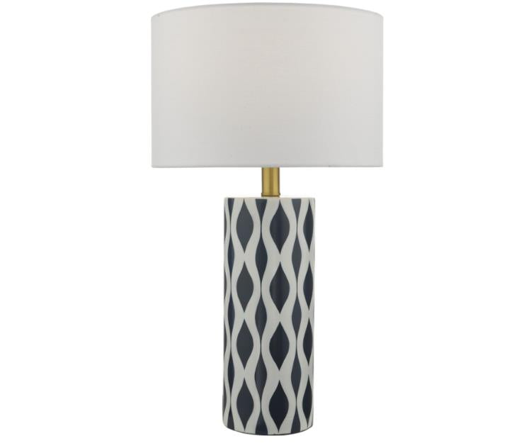 Buscot Table Lamp, Navy/White