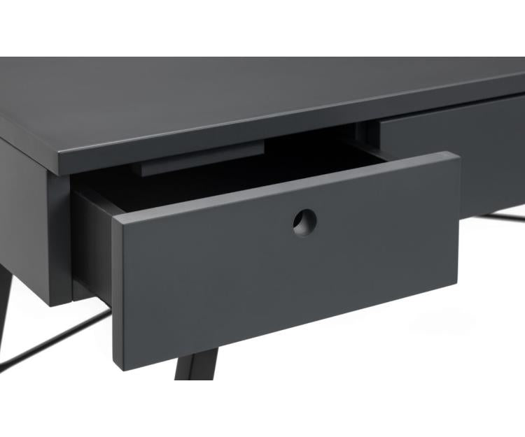 Smith 3 Drawer Desk, Grey/Black