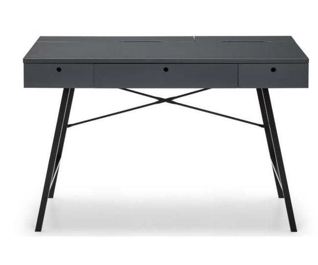 Smith 3 Drawer Desk, Grey/Black