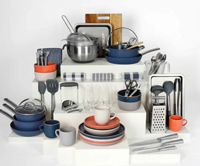 Head Chef 4 Place Kitchen Pack with Crockery, Mixed